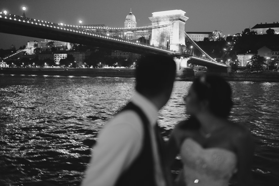 wedding portrait on a boat on the Danube, Budapest