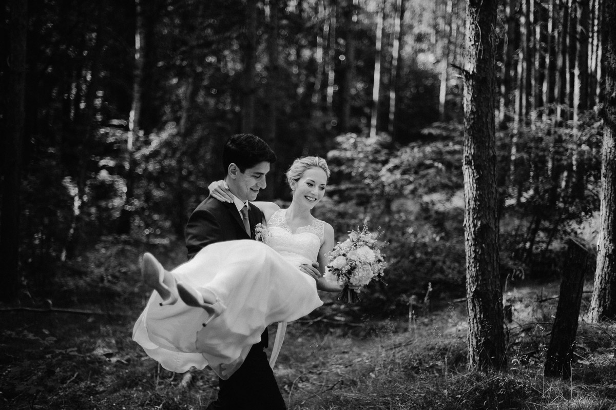 wedding couple in forest near Potsdam Germany