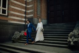 elopement wedding portraits in City Hall Copenhagen