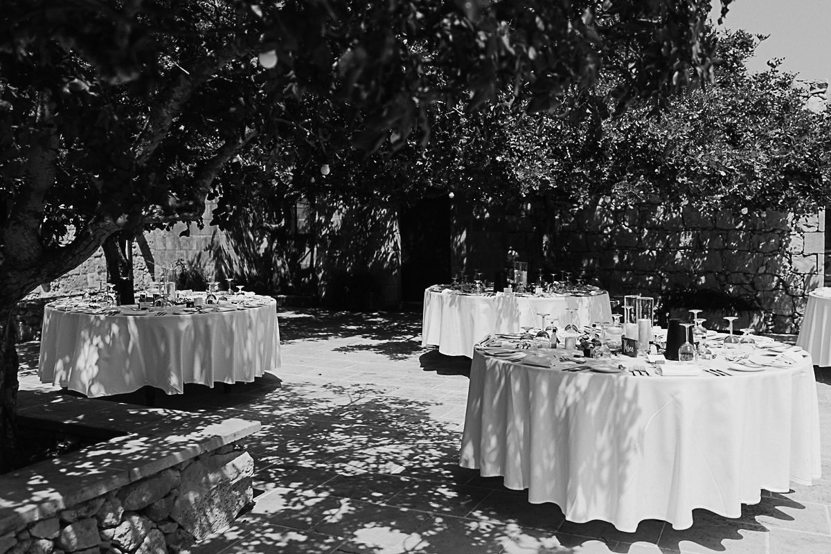 Ta' Cenc wedding table set up and decoration in the garden 