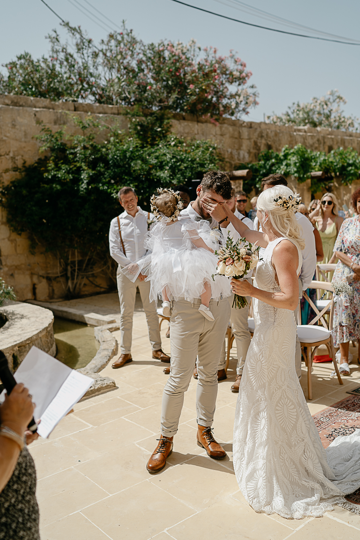 emotional moment in Ta' Cenc Hotel wedding ceremony in Gozo