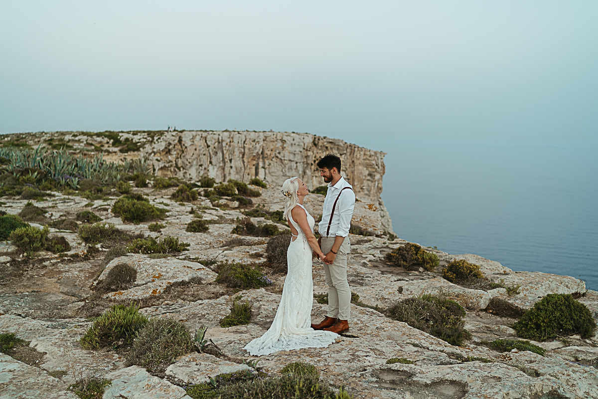 Ta'cenc Cliffs wedding photography portrait of couple