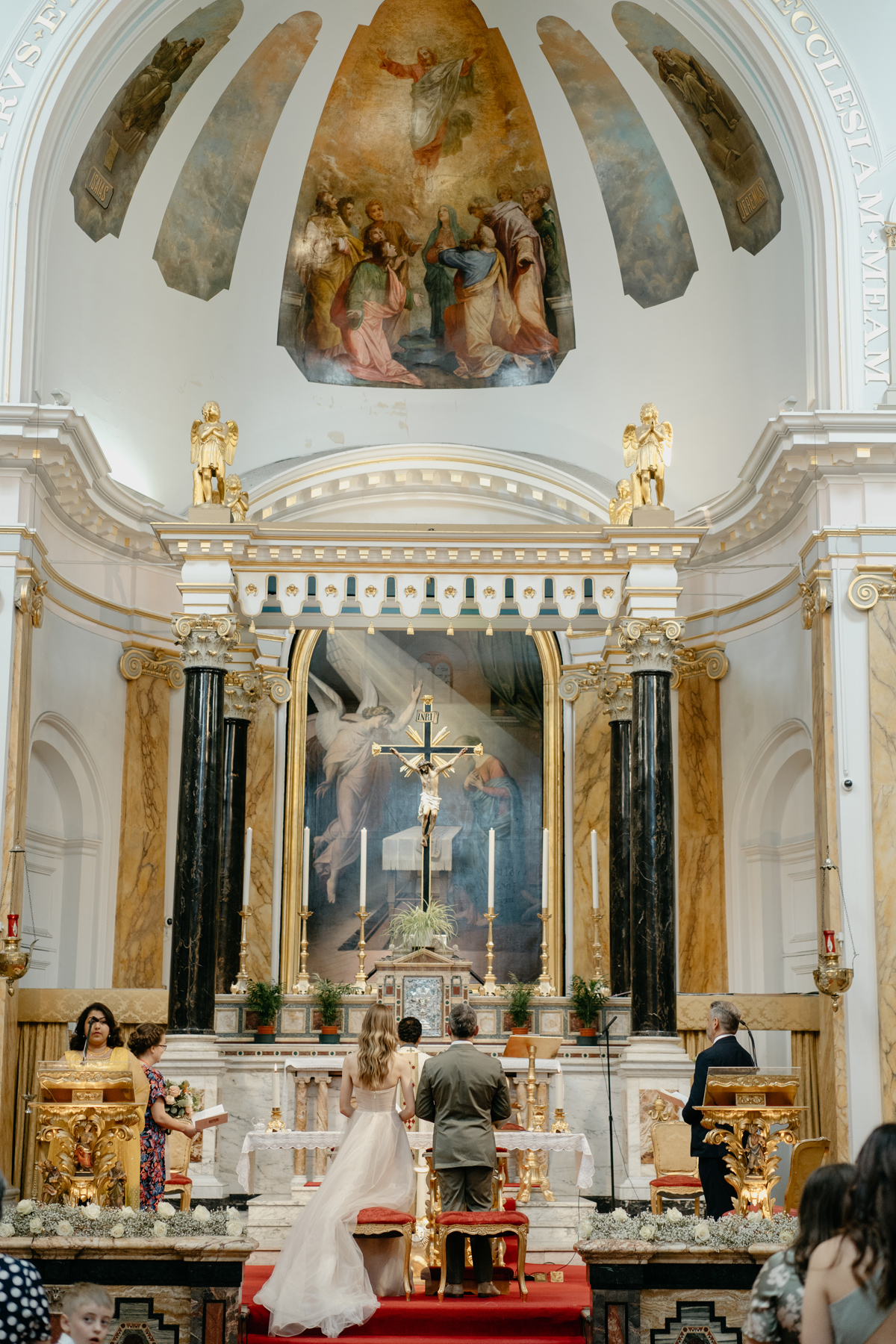 Church wedding ceremony in St. Peters Catholic church London