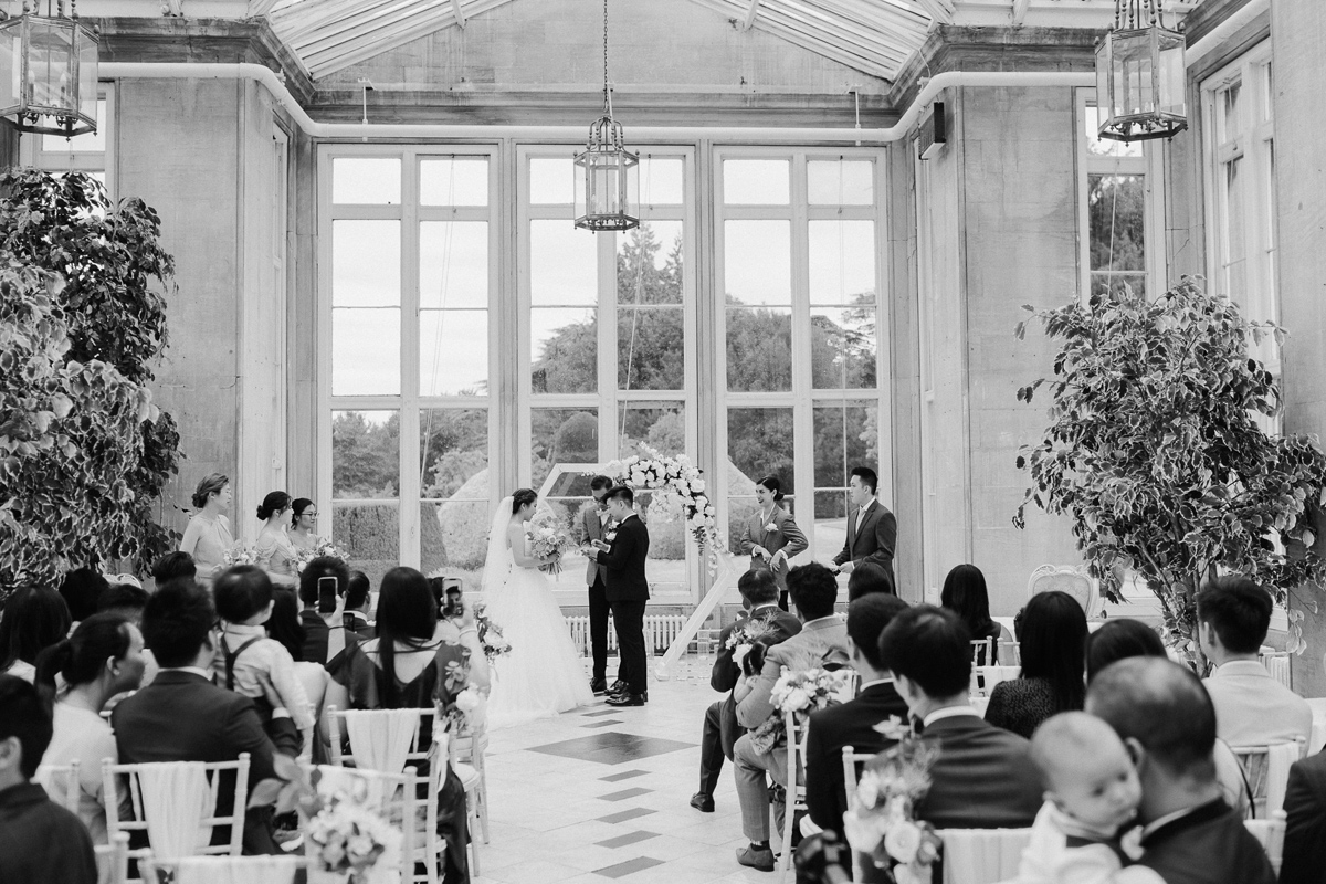 Castle wedding UK wedding ceremony in conservatory