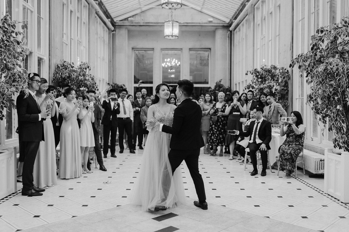 First dance in conservatory at a castle in UK